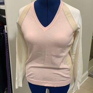 Sweater with leather trim